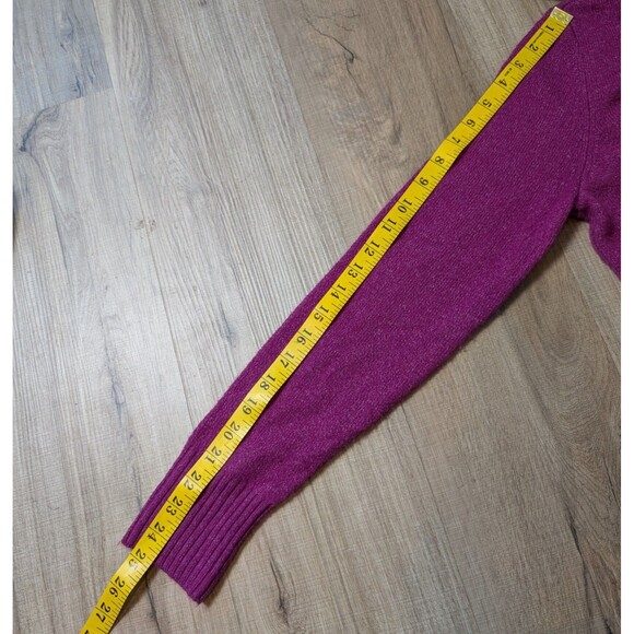 Loft Size M Sweater Merino Wool Blend Cowl Neck Side Buttons Tunic Fuchsia - Picture 10 of 10